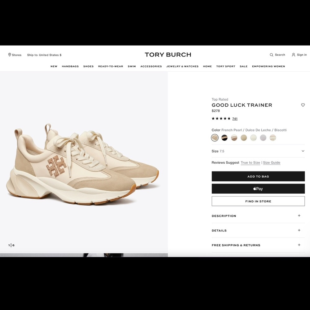 Tory Burch Cream Good Luck Trainers